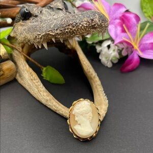Van Dell 1/20 12k gold filled shell cameo brooch vintage
